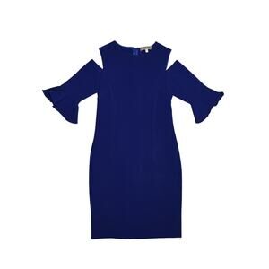 RICKIE FREEMAN TERI JON $460 Flounce Sleeve Cold-Shoulder Cocktail dress Size 2